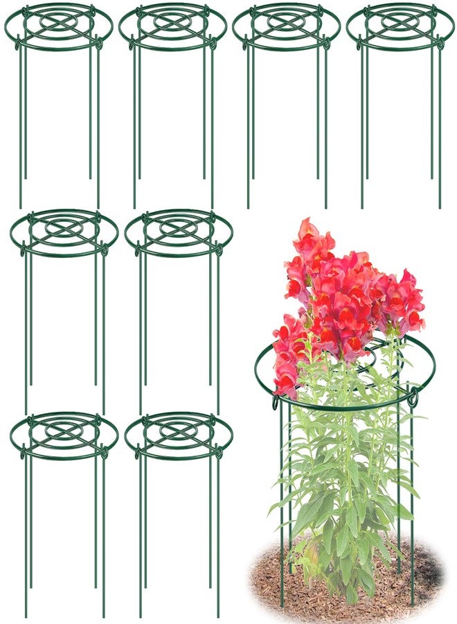 MJZ 8 Pack Peony Cages and Supports, 11.5" Dx16 H Plant Supports for Outdoor Plants, Heavy Duty Metal Peony Support Cage Flower Support Rings, Plant Support Ring for Rose Tomato Hydrangea Strawberry - Image 1