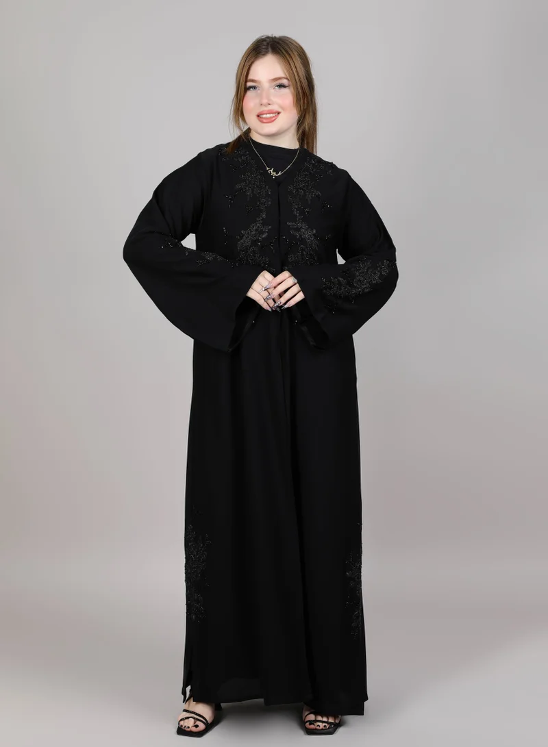 أم سكوير فاشن MSquare Fashion Black Embroidered Abaya
