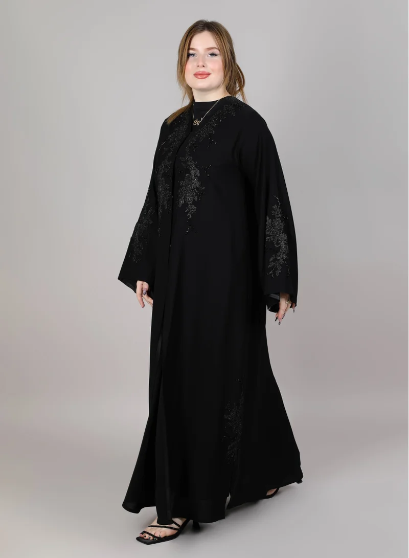 أم سكوير فاشن MSquare Fashion Black Embroidered Abaya