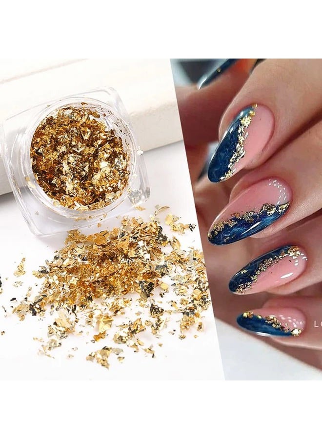 FUMIHIT Holographic Nail Foil Glitter Flakes 3D Sparkly Aluminum Foil Flake Gold Silver Nail Glitter Foil Flakes Nail Art Supplies Mirror Powder Sequins Nail Glitter for Acrylic Nails Design (4Boxes) - Image 2