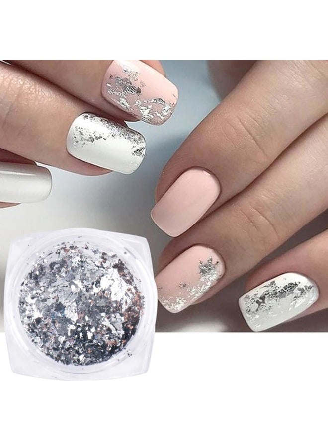 FUMIHIT Holographic Nail Foil Glitter Flakes 3D Sparkly Aluminum Foil Flake Gold Silver Nail Glitter Foil Flakes Nail Art Supplies Mirror Powder Sequins Nail Glitter for Acrylic Nails Design (4Boxes) - Image 5