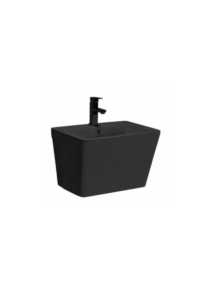 SONET 7057-Matt Black Wall hung basin WITH SCERW - Image 1