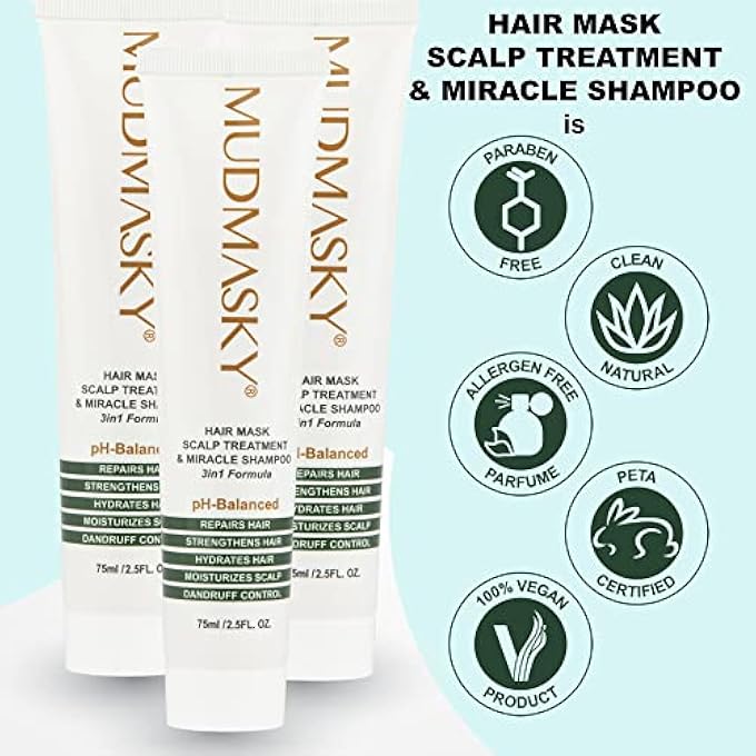 MUDMASKY HAIR MASK SCALP TREATMENT & MIRACLE SHAMPOO 3IN1 - Image 3