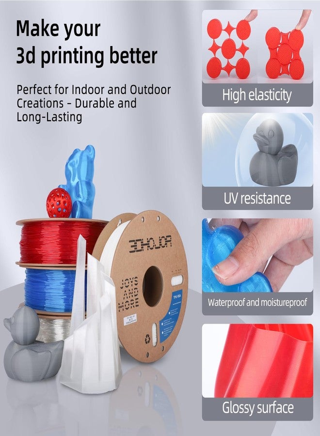 3DHojor TPU Filament 1.75mm TUP95A 3D Printer Filament Flexible Soft 3D Filament 1KG (2.2lbs) fit Most FDM 3D Printers Dimensional Accuracy +/- 0.03 mm-White - Image 4