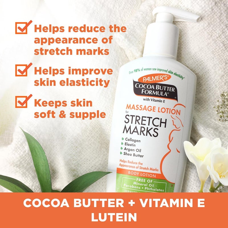 PALMER'S Palmers Cocoa Butter Cream 125g  Massage Lotion 250ml for Stretch Marks Pack  - Image 4