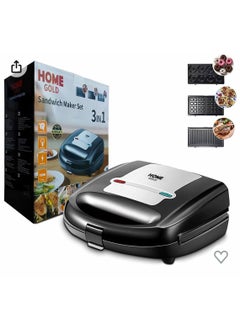 Home Gold 3 in 1 Waffle Maker and Sandwich Maker, Donut Plate, Non-Stick Coating, Easy to Clean, Fast Heating, 750W Power_ Rapid heating feature brings the device to a high temperature quickly Built-in LED light indicates when the waffle maker is hot and ready to use Heat-resistant plastic body makes it safe to use and easy to clean_ 1 Year Warranty - pzsku/Z36C1C9A827201D3F43B6Z/45/_/1733511518/b9052ee9-85f3-48cd-bdf0-f3870fdbd7d4