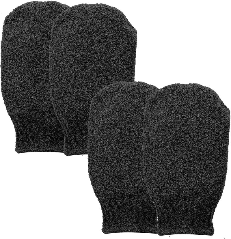 Sibba 2 Pairs Exfoliating Gloves Exfoliating Mitt Body Scrubber for Removing Dirt and Dead Skin Body Exfoliator for Shower Bath Tan Removal Keratosis Pilaris Black