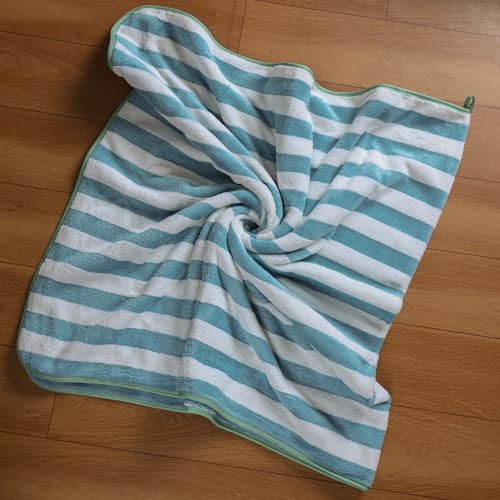 Fezora® Microfiber Bath Towels Strip | (70x140) Extra Soft Plush & Quick Dry High Absorbency Large Size Towels for Bathing (Pista & White) - Image 3