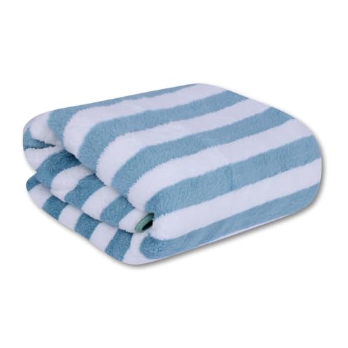 Fezora® Microfiber Bath Towels Strip | (70x140) Extra Soft Plush & Quick Dry High Absorbency Large Size Towels for Bathing (Pista & White) - Image 1