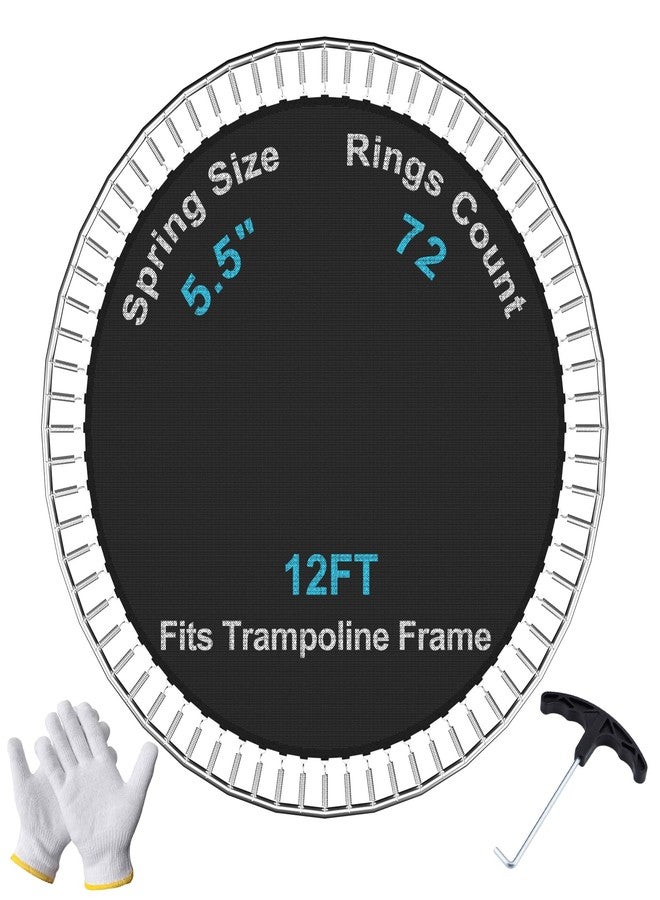 SPORTYOUTH Trampoline Replacement Jumping Mat 12ft, Fits 5.5" Springs 72 V-Hooks 12 Foot Round Trampoline Frames - EXCLUDING Frame & Spring - Image 1