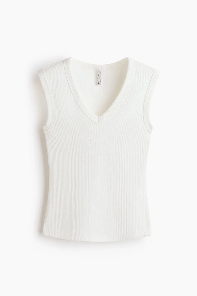H&M  Ribbed V-neck vest top for Women | Best Price UAE