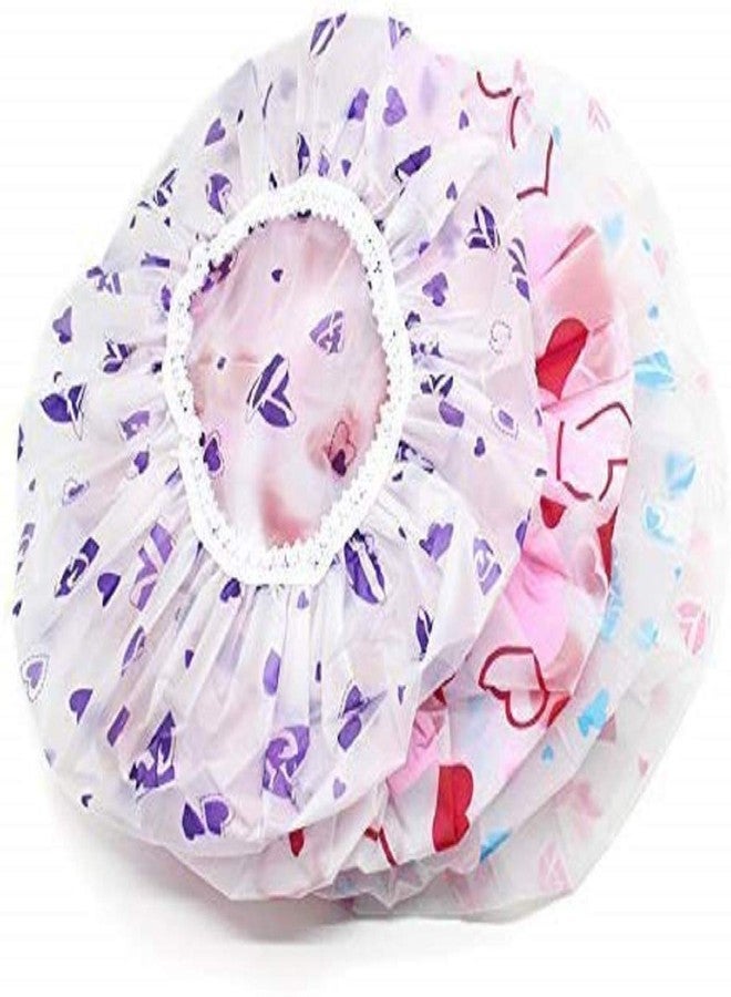 shrajs Set of 3Pc Reusable Printed Shower Cap With Elastic Band For Home Use/Salons/Spa/Hair treatment/Beauty Parlours For Both Men And Women Bathing Accessory-Multi Color - Image 2