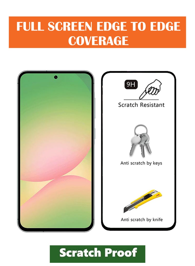 For Samsung Galaxy A56 - Hard Silicone Magnetic Back Stand Case  With Foldable Kickstand & Finger Strap + Tempered Glass Screen Protector  - Black - Image 3