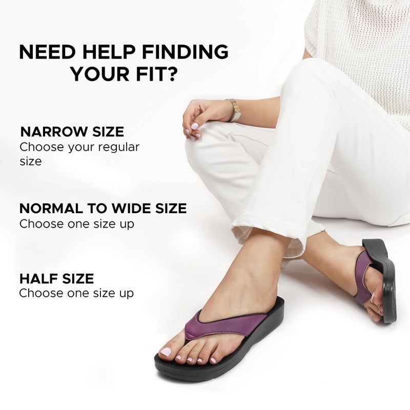 AEROTHOTIC Flip Flops for Women with Arch Support Plantar Fasciitis Orthopedic Cushioned Footbed Comfortable Non-Slip Sole with Padded Straps Dressy Casual Recovery Women Sandals (Flumen Plum, Size 10) - Image 3