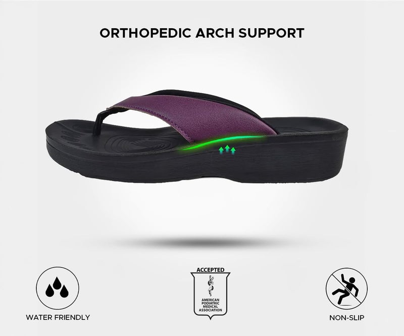 AEROTHOTIC Flip Flops for Women with Arch Support Plantar Fasciitis Orthopedic Cushioned Footbed Comfortable Non-Slip Sole with Padded Straps Dressy Casual Recovery Women Sandals (Flumen Plum, Size 10) - Image 5