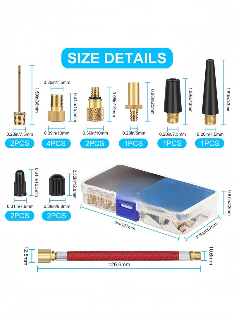 Bike Pump Adapter Bike Tires Bike Tires 21pcs Bike Valve Adapter Set Tire Inflator Adapter Pump Needle Adapters Kits Inflation Accessories for Cycling Bike Bike Tools Bike Tools - Image 2