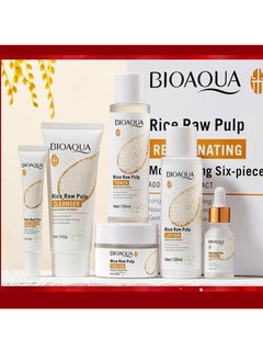 BIOAQUA 6pcs/set BIOAQUA Rice Raw Pulp Skin Care Sets Face Cream Serum Anti wrinkle Moisturizing Facial Cleanser Toner Korean Face Care  - Image 4