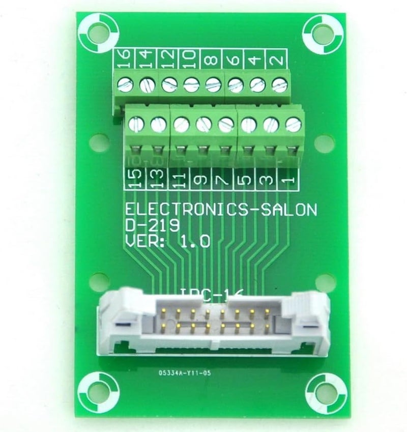 Electronics-Salon Flat Ribbon Cable 0.1" FRC Connector Breakout Board Module (IDC16 2x8Pin) - Image 1