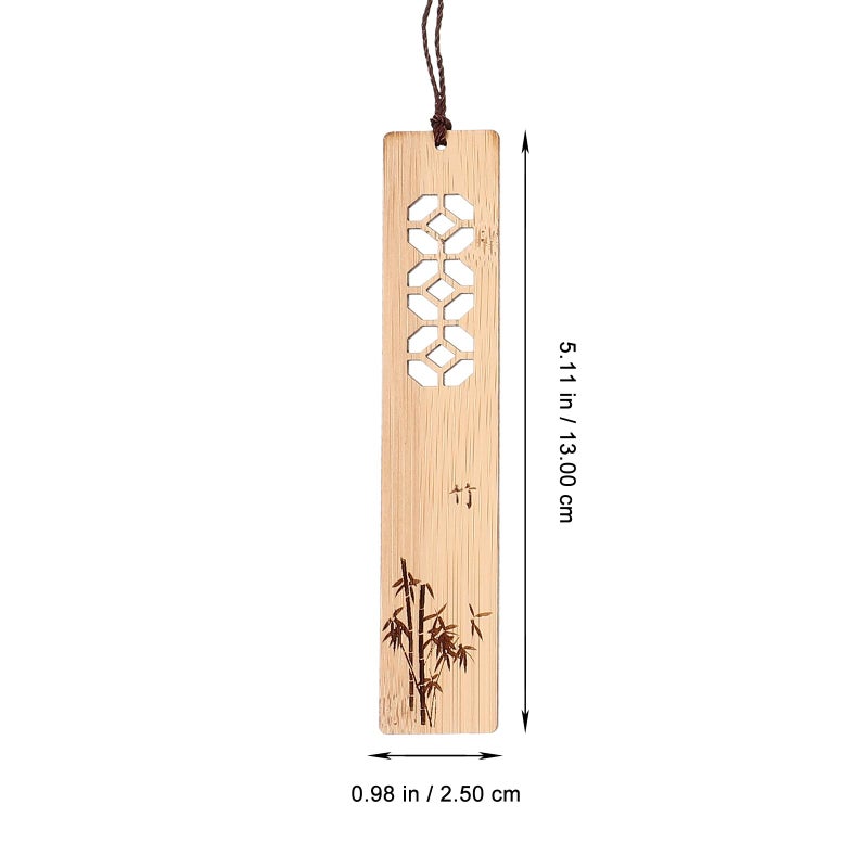 4Pcs Chinese Style Natural Wood Carved Bookmarks with Tassel for Reading Gift Set - Image 3