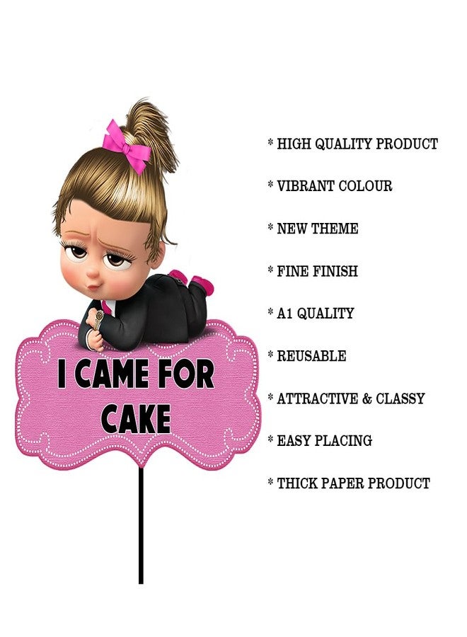 Suruchi Strokes Boss Baby Girl Birthday Decorations Theme Party Items | Happy Birthday Return Gift Tag Eye Mask Frill Danglers Cake Topper Photobooth Props Backdrop Cutouts Poster (Handprop) - Image 5