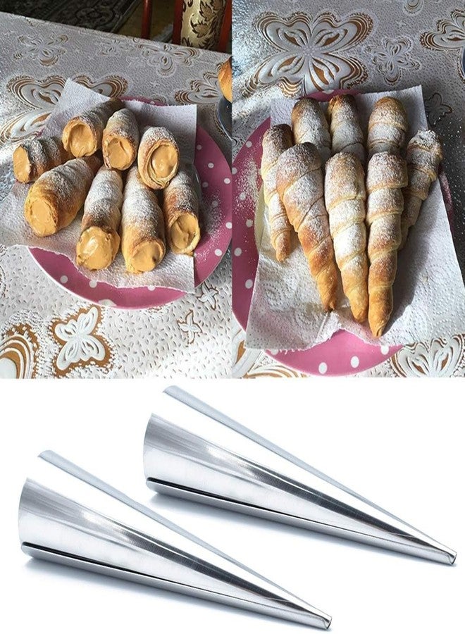 NUOMI 10Pcs Cream Horn Molds for Baking, 5 inch Stainless Steel Croissant Cone Molds Pastry Roll - Image 3