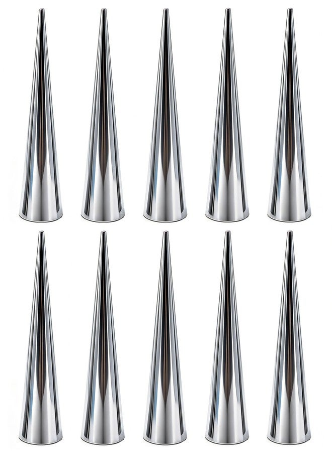 NUOMI 10Pcs Cream Horn Molds for Baking, 5 inch Stainless Steel Croissant Cone Molds Pastry Roll - Image 1