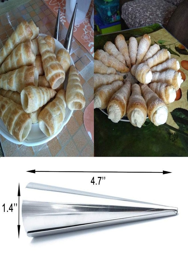 NUOMI 10Pcs Cream Horn Molds for Baking, 5 inch Stainless Steel Croissant Cone Molds Pastry Roll - Image 2