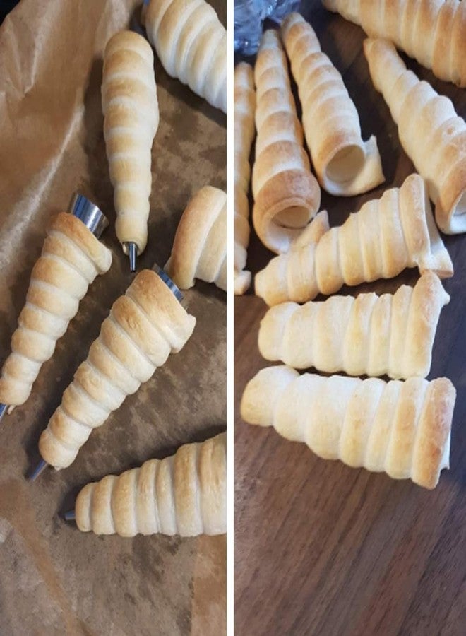 NUOMI 10Pcs Cream Horn Molds for Baking, 5 inch Stainless Steel Croissant Cone Molds Pastry Roll - Image 4