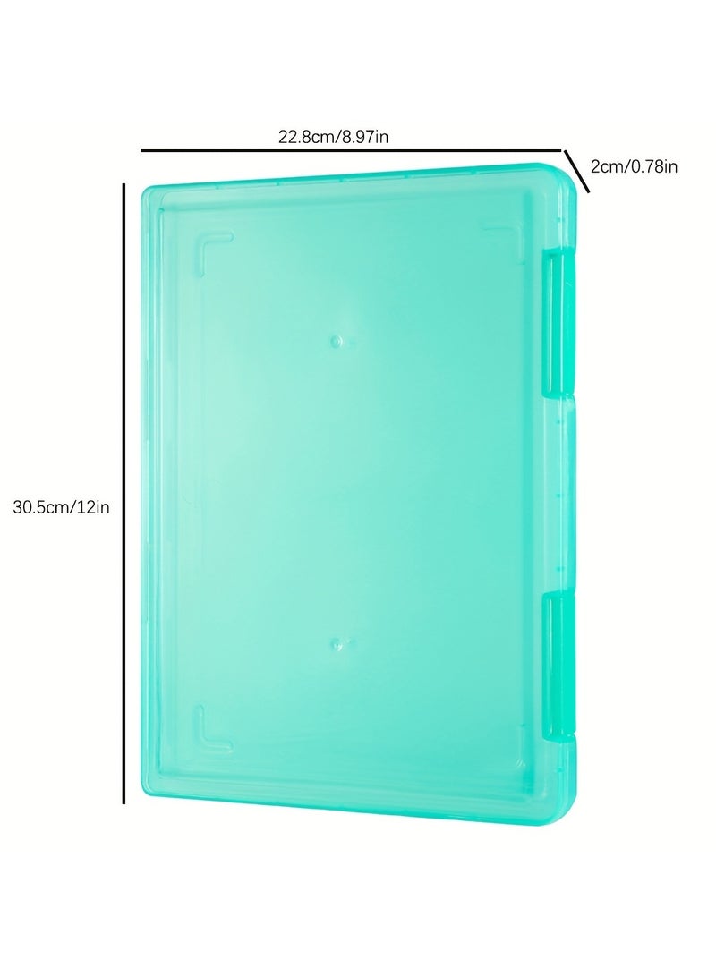 صندوق منظم ملفات بلاستيكي من 4 قطع بحجم A4 - تخزين شفاف من البولي بروبيلين مع فواصل من 5 طبقات، مقاوم للماء وقابل للحمل للمدرسة/المكتب/السجلات الطبية (مقاس الرسالة 12 بوصة × 9 بوصة × 0.8 بوصة)، يحمل 500 ورقة في كل صندوق - Image 5