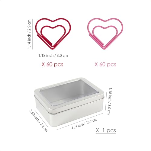 OWLFAVO 120pcs Heart Shape Paper Clips with Clear Box, Red and Pink, Funny Cute Paperclips Bookmarks Planner Clips for Fun Office Supplies School Gifts Wedding Decoration - Image 2