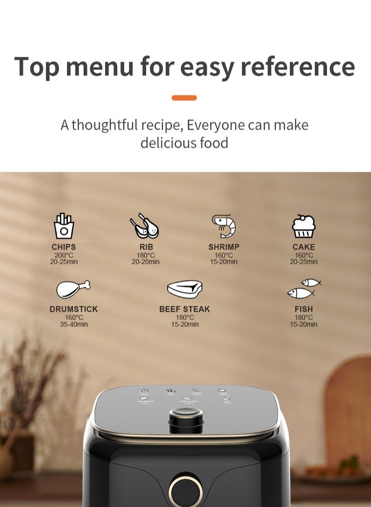 سوكاني مقلاة هوائية مع تحكم في درجة الحرارة قابل للتعديل وحماية من الحرارة الزائدة ومقبض بارد الملمس 4.5 لتر 1400 واط SK-10026 أسود - Image 4