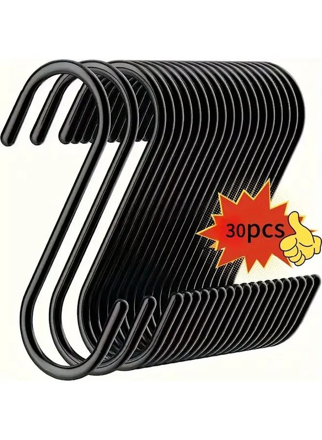 30 Pcs Black S Hooks Heavy Duty Stainless Steel Rust Resistant Wall Mount - Image 1