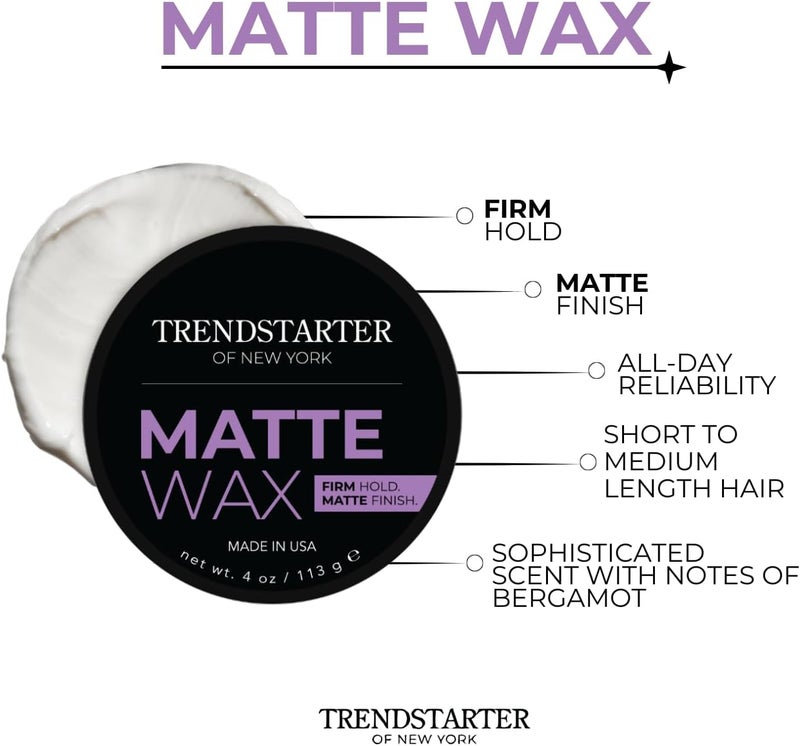 TRENDSTARTER Matte Wax - Firm Hold Hair Styling Pomade - Image 3