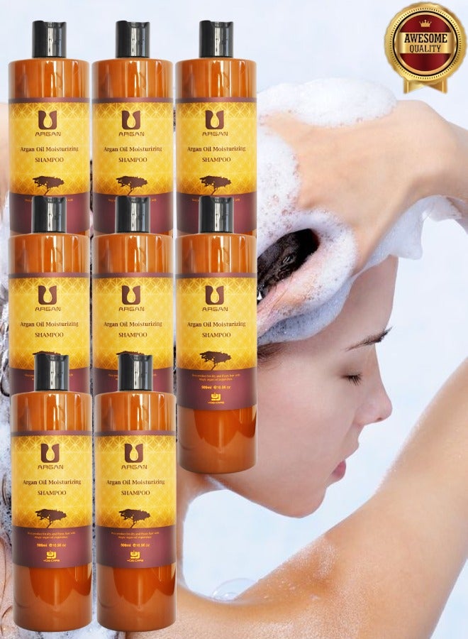 Argan 8 Pieces Argan Oil Moisturizing Shampoo Best Product For Dry And Frizzy Hair 500ml  - Image 1