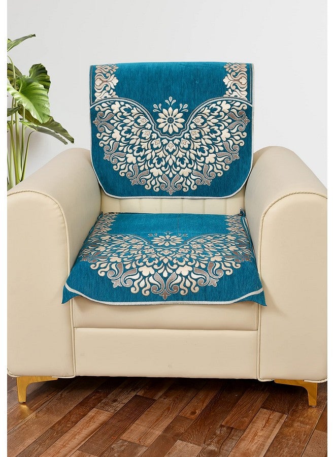 Dazzling Decor Velvet Sofa Cover Set of 5 Seater - Premium Sofa Covers 3 Seater and 2 Seater Full Cover Set for Couch Seat - Heavy Fabric Sofa Slip Protector with Back Covers, 1504_Aqua - Image 4