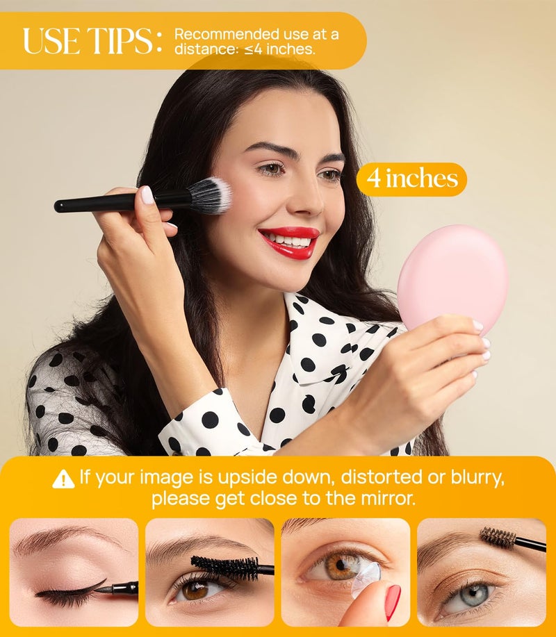 Gospire 20X Magnifying Mirror with Magnetic, 3.5 Inch Round Use for Makeup Application, Compact & Portable Magnified Cosmetic for Travel, Pink - Image 3