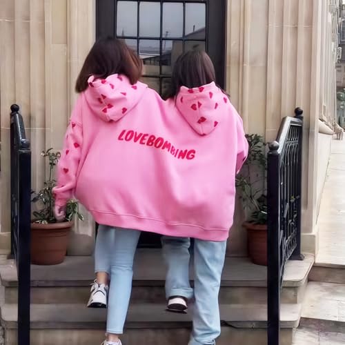 Jongdari Couples Hoodies, Two Person Hoodie Couple Sweaters Funny Matching Hoodies - Pink, Thickened Version - Image 5
