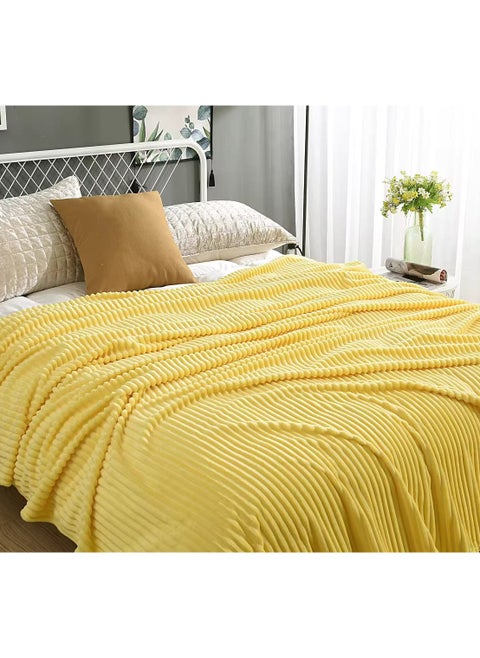 Striped Flannel Fleece Blanket Plush Throw Blanket Super Soft Single Size (160x220cm) for Bed and Sofas, Luxurious Warm and Comfortable