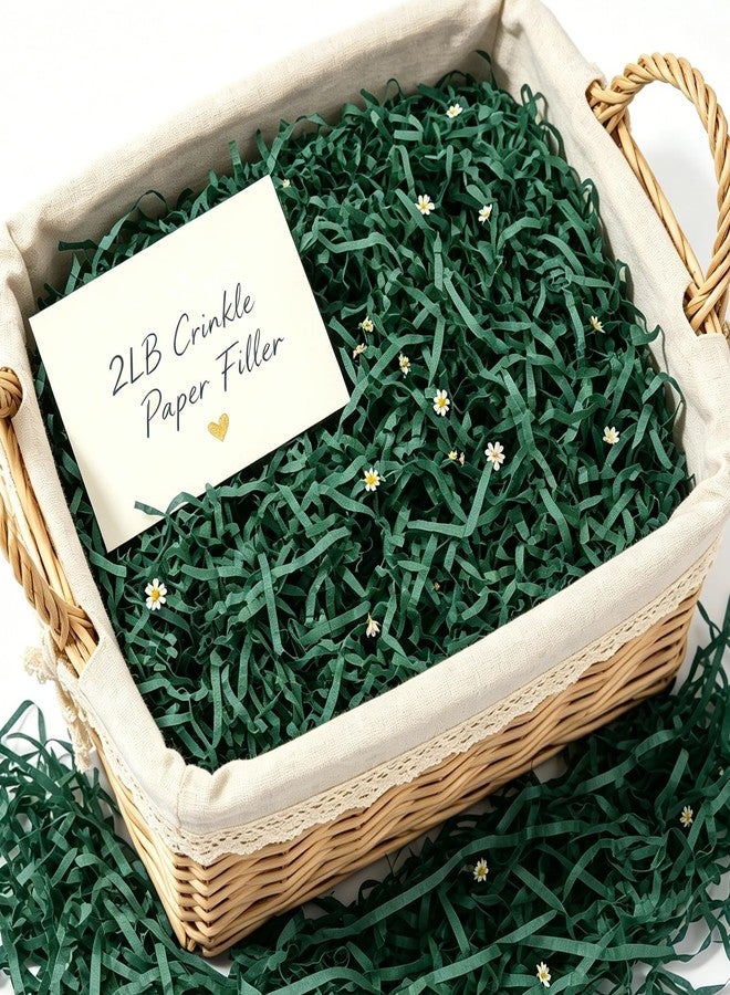 VGOODALL 2LB Green Crinkle Paper Filler, Shredded Confetti Paper for Gift Basket Filling Holiday Box Wrapping Stuffing Supplies - Image 1
