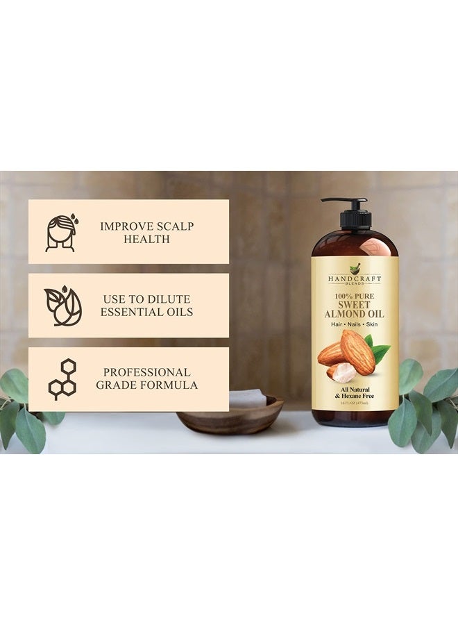handcraft Blends Sweet Almond Oil - 16 Fl Oz - 100% Pure and Natural - Image 4