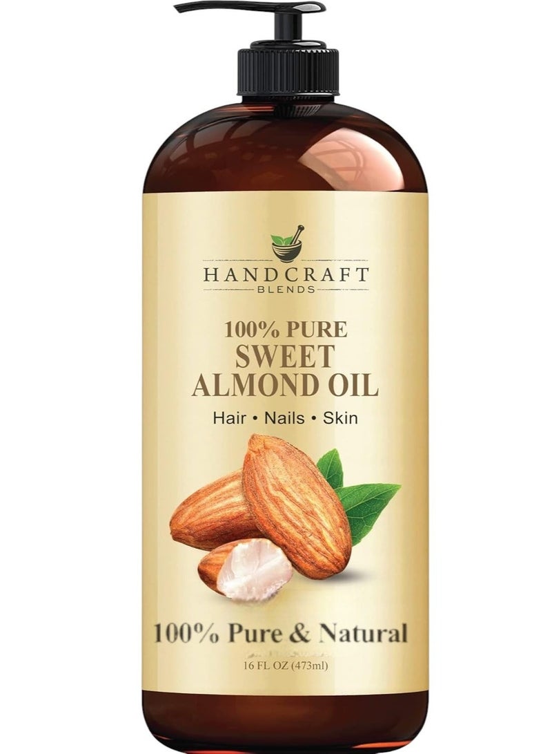 handcraft Blends Sweet Almond Oil - 16 Fl Oz - 100% Pure and Natural - Image 1