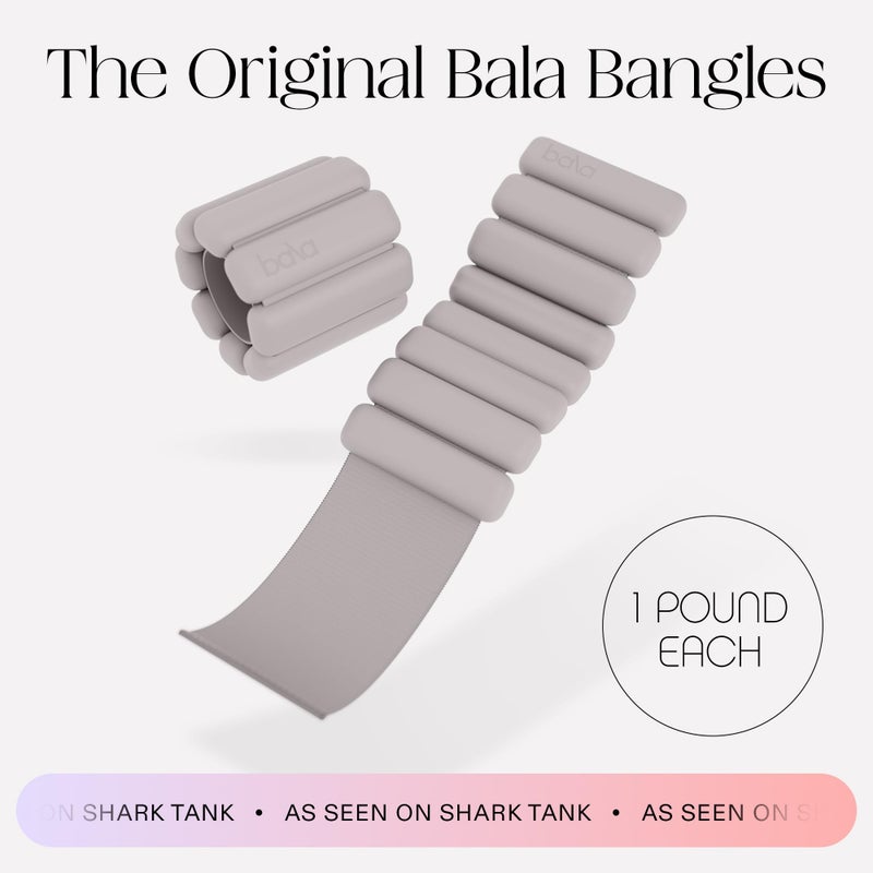 Bala Bangles Wrist & Ankle Weights - 1 lb Set Adjustable Weighted Bands for Women & Men - Silicone Arm & Leg Weights for Pilates, Yoga, Walking, Barre, Home Workout & Strength Training - Heather - Image 1
