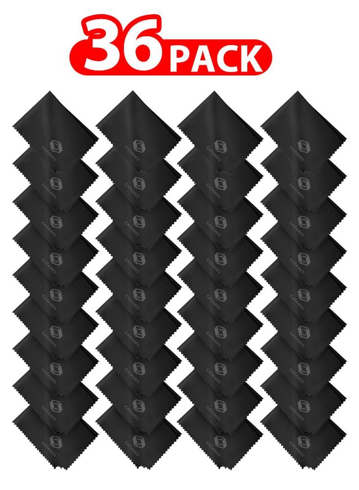 CATANES 36 Pack Of Microfiber Cleaning Cloth Premium Cloth for Glasses Lens Screens and More Black  - Image 1