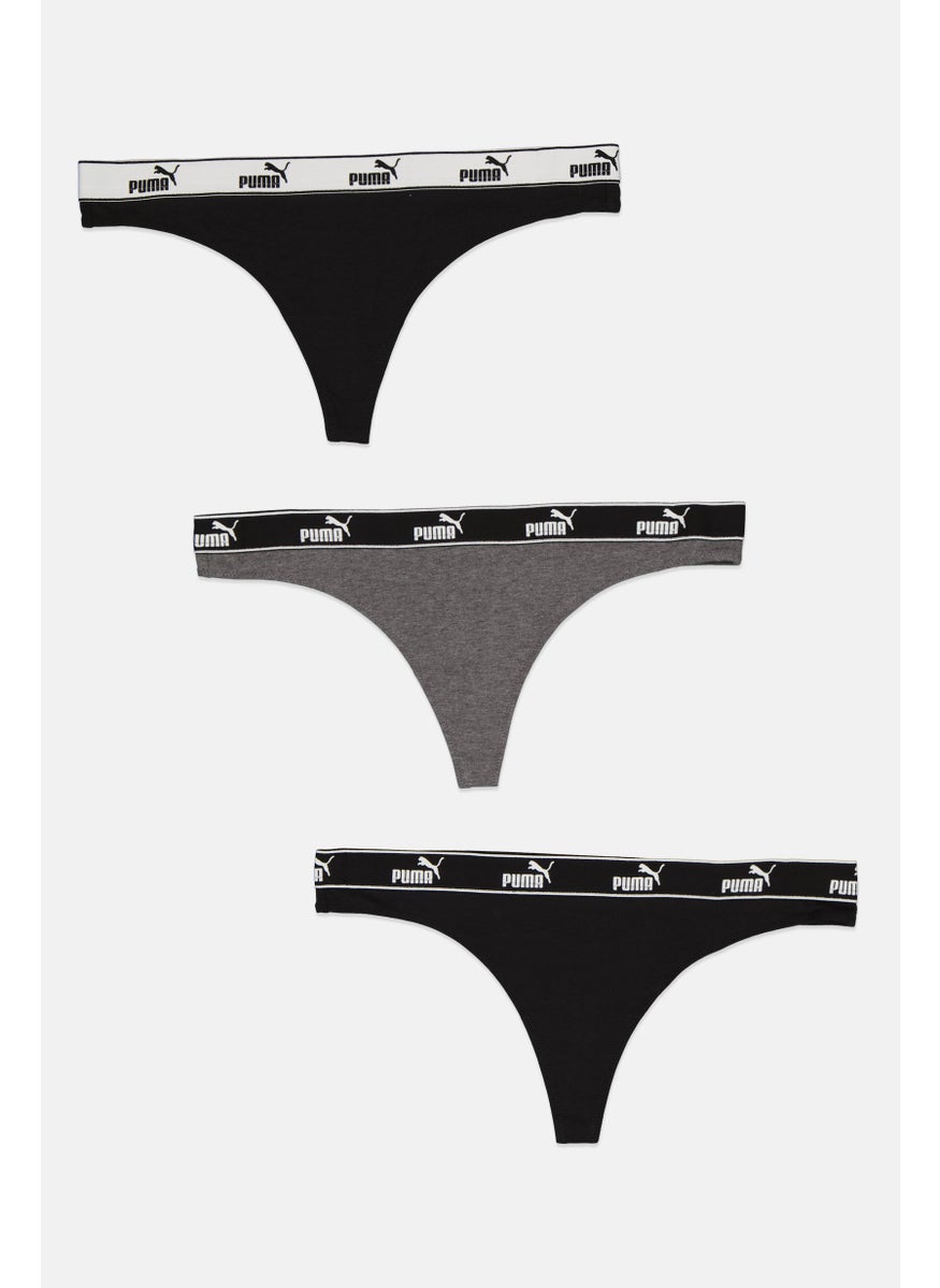 PUMA Women 3 Pcs Brand Logo Outdoor Strings, Black/Grey  - Image 2
