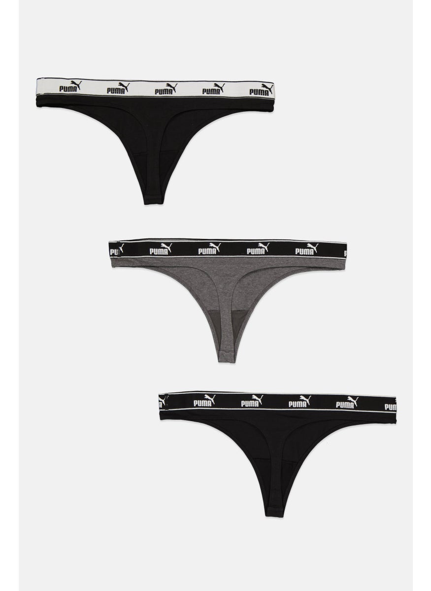 PUMA Women 3 Pcs Brand Logo Outdoor Strings, Black/Grey  - Image 3