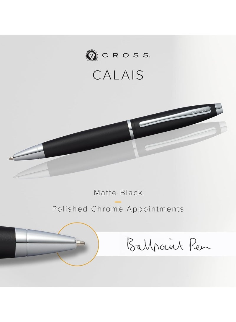 Cross 1-Piece Calais Ballpoint Pen In Gift Box Black Ink Black Barrel - Image 2