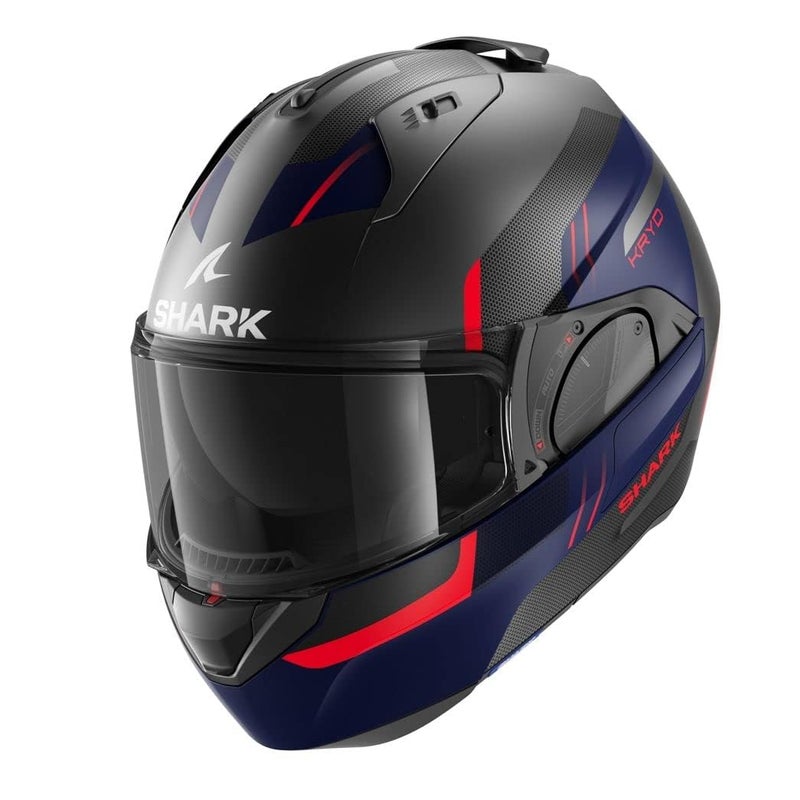 Shark HE9816ABR EVO ES Kryd Modular Motorcycle Helmet for Unisex, X-Small, Noir/Blue/Red - Image 2