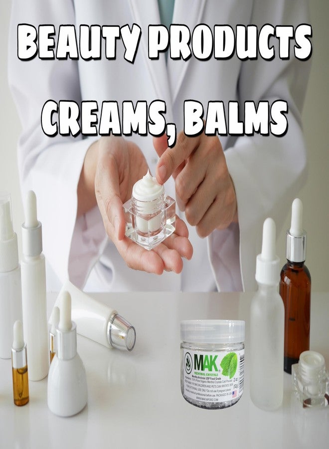 Mak Menthol Crystals 2 oz - Pure Organic 100% Natural - Menthol Crystals from Mint Crystal Mints Mentha Arvensis - Comes in a Jar for Long-Lasting Freshness - Image 2