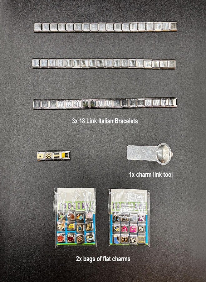 Fablinks Italian Charm Bracelet Charms - 60 Charms Italian Links Starter Pack, 9mm Stainless Steel Jewelry Links with 3 Blank Bracelets and 1 Tool (60 Charm Pack) - Image 5