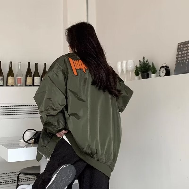 Baseball Jacket Women Spring Autumn Fashionable Couples Green Black  - Image 4